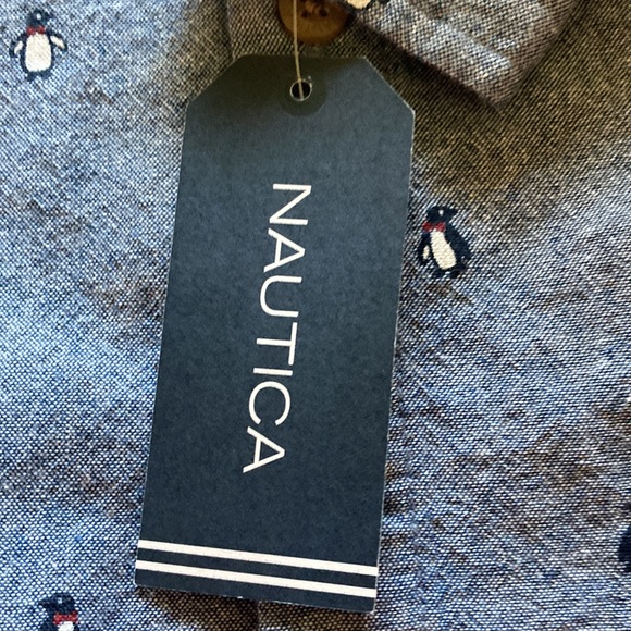 Nautical Brand Size 2T Boys Navy Blue Jeans Button Down Shirt NWT - Picture 4 of 5